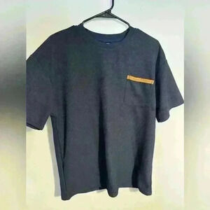 Mens shein navy blue waffle knit t shirt with pocket M